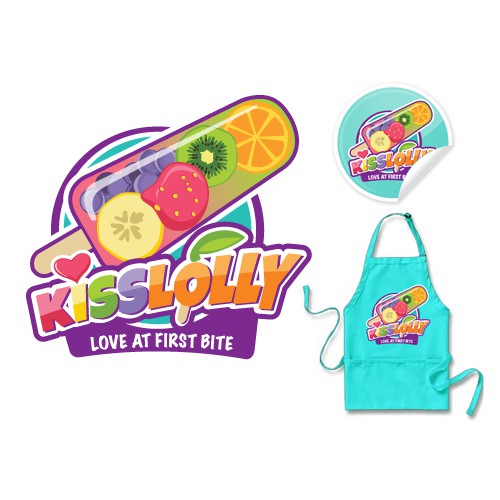Create a fun and lively logo design for Kiss Lolly