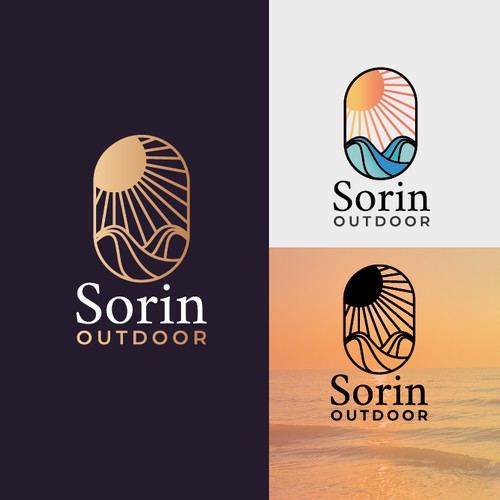 Conceito de logotipo para negócios na praia