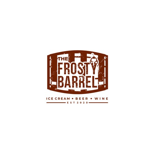 Rustic logo concepr for a wine bar that also serve ice cream