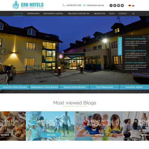 Web Design for ERB Hotels - Restaurants & Spa