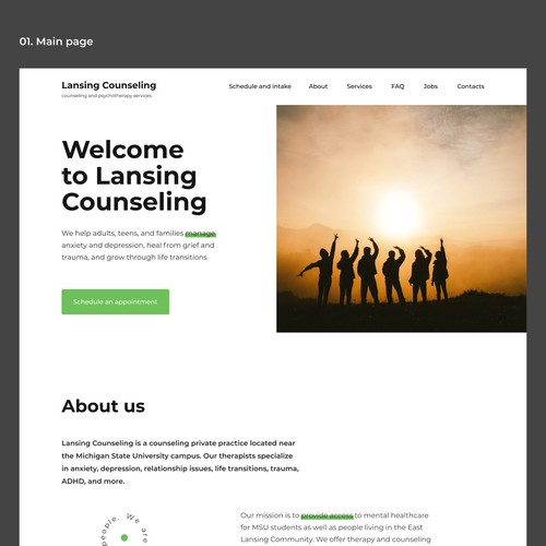 A landing page for mental health
