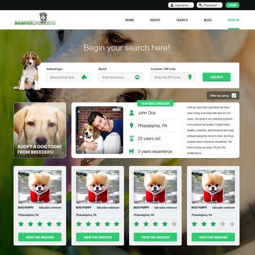 Pet breeder website