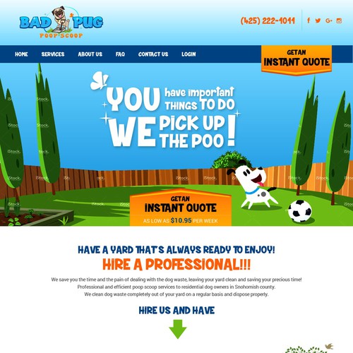 A web page designed for a poop scoop company