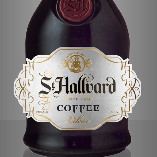 Create a label for a new Coffee Liqueur for the Nordic countries