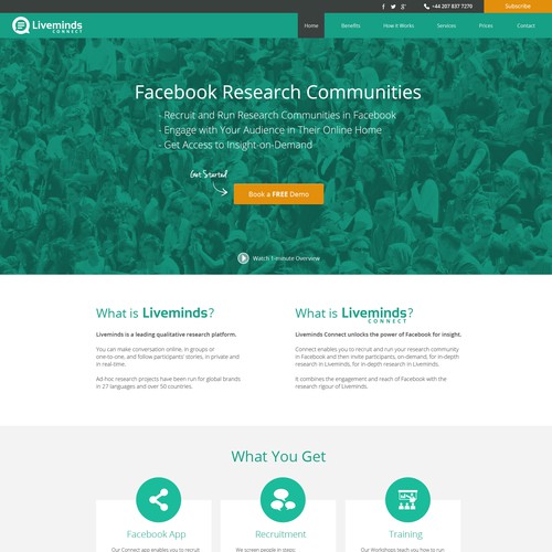 Landing Page Design for Liveminds