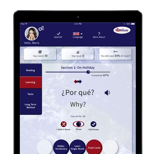 Language Course App GUI Design