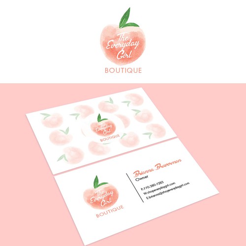 Design a Peach Watercolor Logo & Business Cards for an Online Women's Boutique