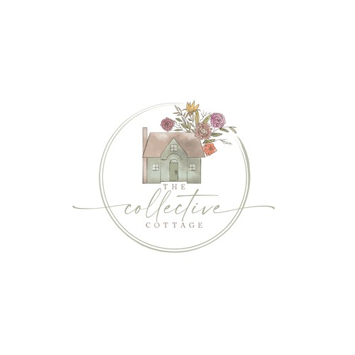 Cozy cottage and flower boutique design logo for my stationary and social media