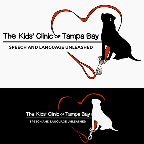Create a fun/heartwarming logo for a pediatric therapy company that uses a service dog