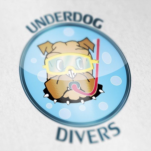 Funny bulldog diver, for children.