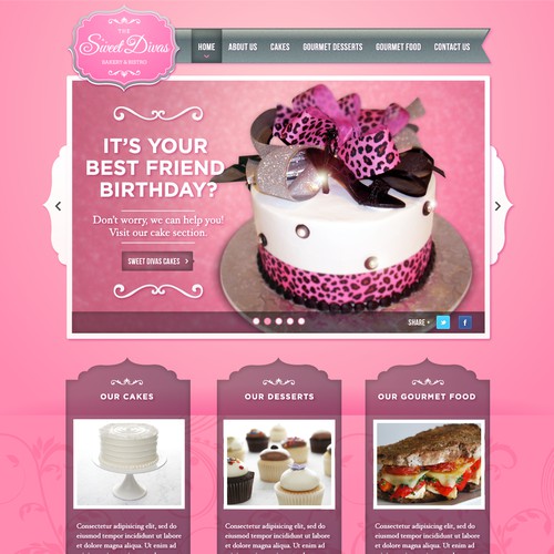 Create the next website design for The Sweet Divas Bakery & Bistro