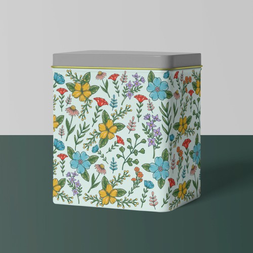 Vintage Inspired Floral Pattern for a Tin Recipe Box