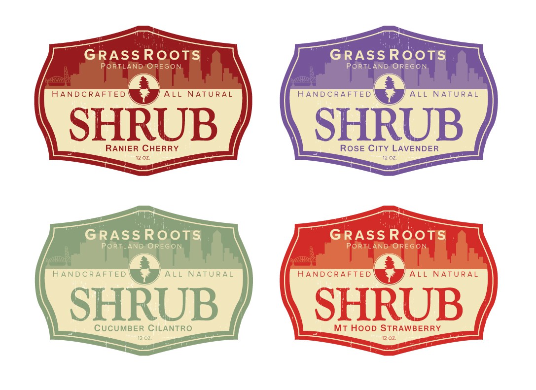 Create a logo for Grassroots Shrub, a taste of history.