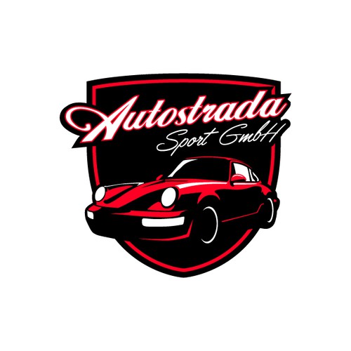 Vintage logo for old Porsche car reseller