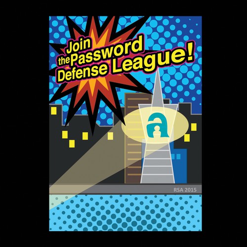 "Join the Password Defense League!" - A comic/graphic postcard to make an awesome first impression