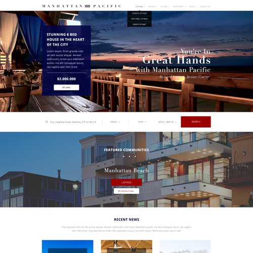 Home webpage concept for Real Estate Agency