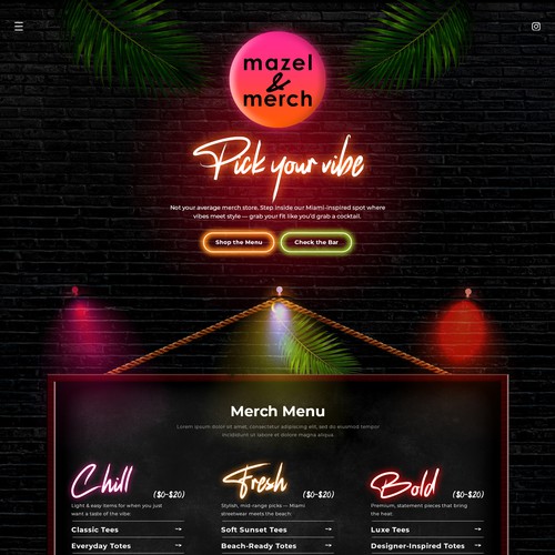 Miami Nightlife “Merch Restaurant” Concept