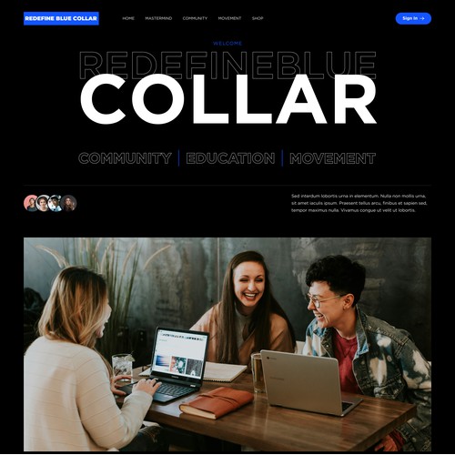 Homepage Redesign for Redefine Blue Collar
