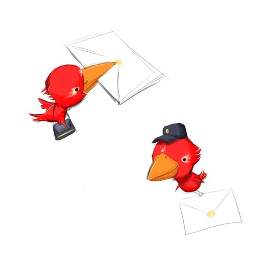 Mascot design for email software.