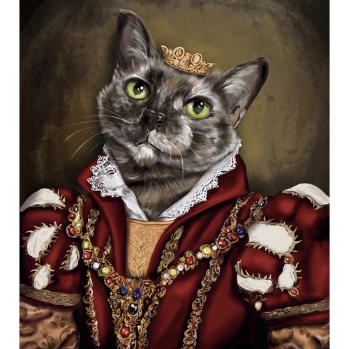Historical royal portrait of cat Melody