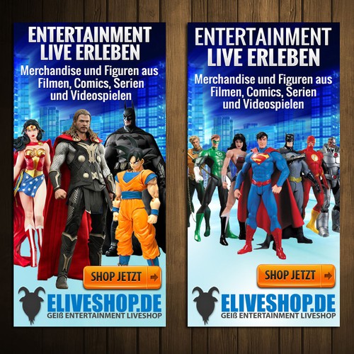 Advertising banners for Online Shop Merchandise and Figures