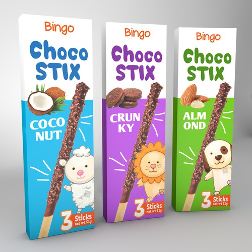 Playful package design concept for Choco Stix