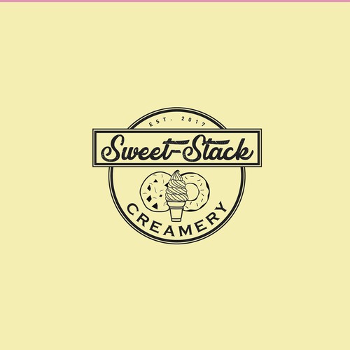 Hipster-Retro Ice Cream shop Logo