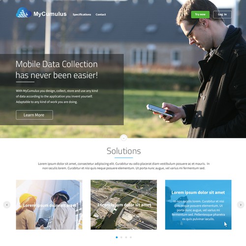 Web page design for cloud data collection app