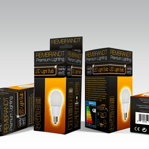 Design high end LED light bulb packaging for Rembrandt Premium Lighting