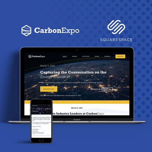 CarbonExpo branding and Squarespace hosted website