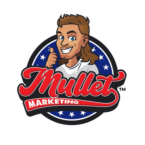 USA Themed Caricature Logo for Mullet Marketing
