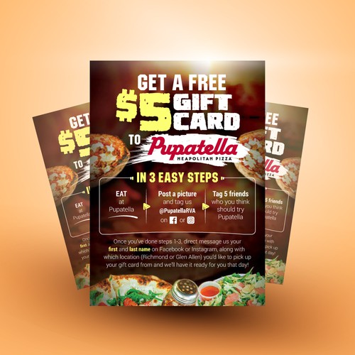 Flyer for Pizzeria Gift Card Promotion