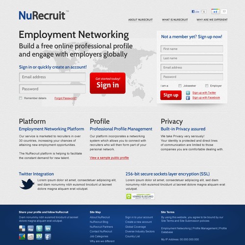 NuRecruit Homepage Design