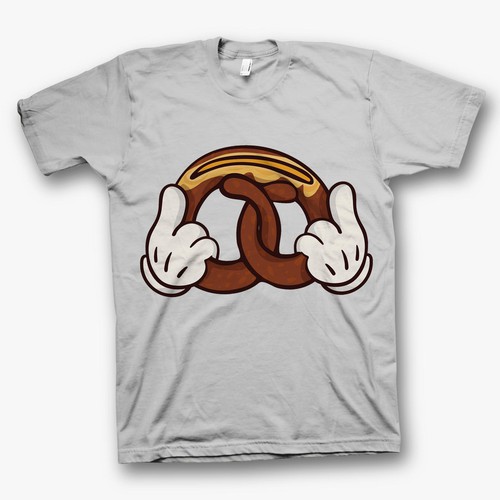 T-shirt design with butter Brezel with comic hands