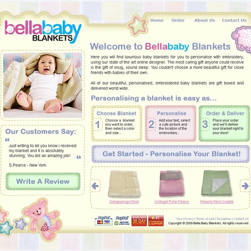 website redesign for baby blanket ecommerce site