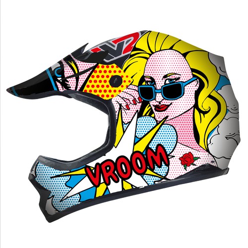 Moto Cross  Bike Helmet in  Pop Art Style