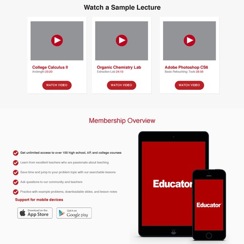 Educator.com homepage redesign