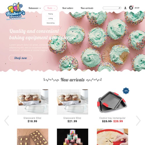 Website design for Baker's Dozen