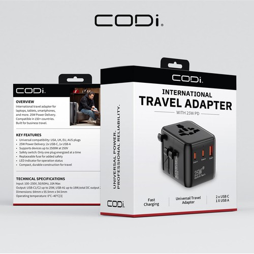 Premium Retail Box Design for CODi International Travel Adapter