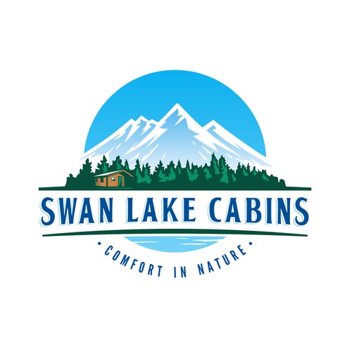 Logo and business card design for Montana cabins in the woods