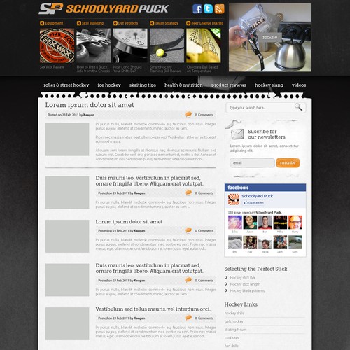 Simple Hockey Blog Homepage Needed! [Wireframe Provided]