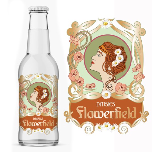 Label for lemonade drink in Art Nouveau style