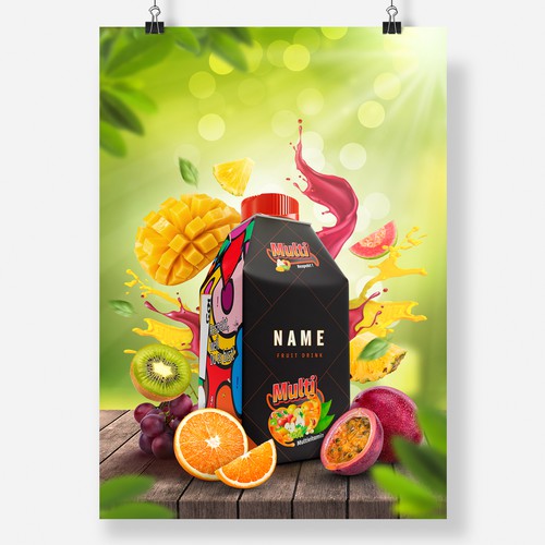 Dynamic poster design for Fruit Juice and IceTea advertisement