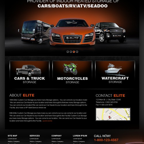 Elite Custom Car Storage needs a new website design