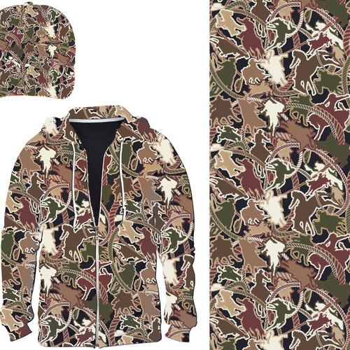 CREATE A RODEO CAMOUFLAGE PATTERN THAT MAKES A STATEMENT