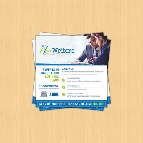 GUARANTEED + $5 ADD ON bonus to shortlist: Flyer for business plan writers - the BEST from the BEST - Quick turnaround!