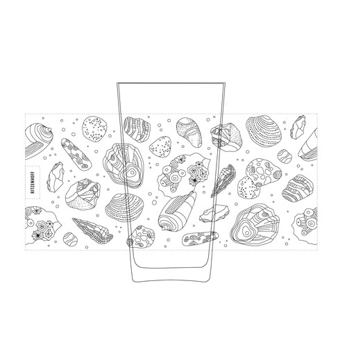Summer line black&white pattern for a glass