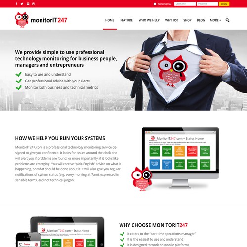 Create landing/home page for a technology SaaS business