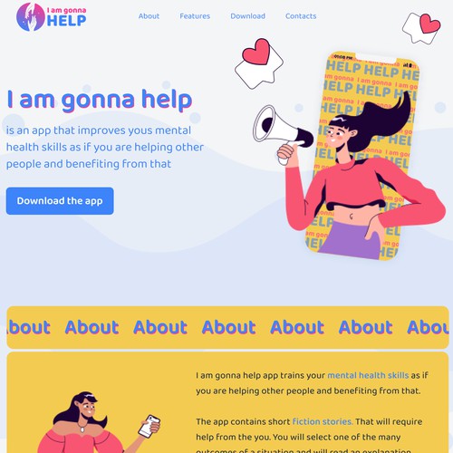 Landing page for mental health app
