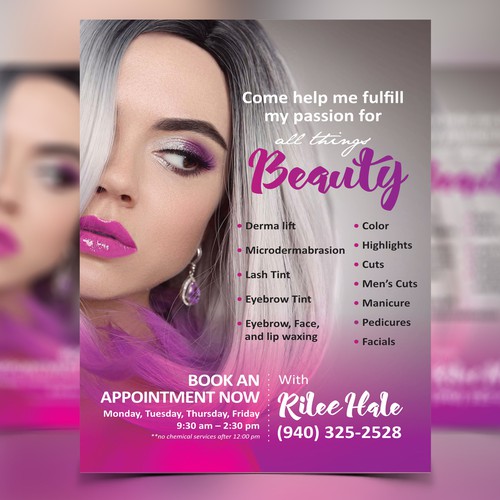 Design for STUDENT ad for hairstyling salon